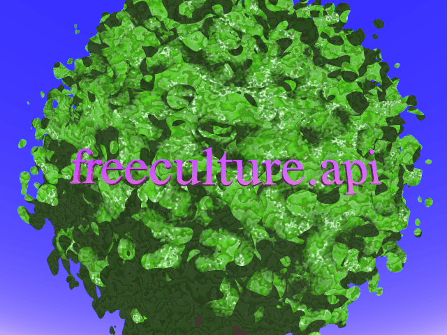 freeculture.api imposed over a green 3D blob.